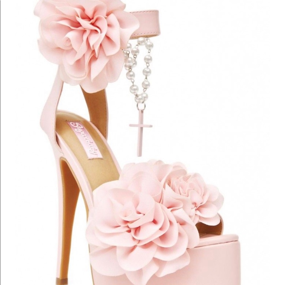 Sugar Thrillz BLUSH ROSARY PLATFORM HEELS